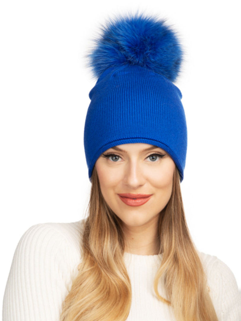 Glossy Knit Hat - Sport Blue-Lindo F-Over the Rainbow