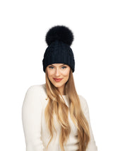 Charlie Cable Knit Hat - Midnight Navy-Lindo F-Over the Rainbow