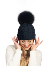 Charlie Cable Knit Hat - Midnight Navy-Lindo F-Over the Rainbow