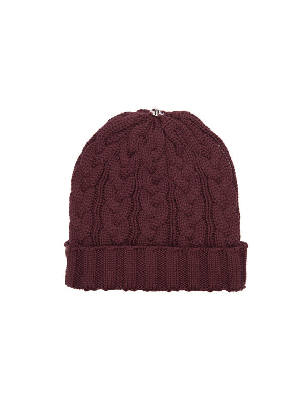 Charlie Cable Knit Hat - Merlot-Lindo F-Over the Rainbow