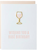 Wishing You a Rosé Birthday - Paper Clip Card-CHEZ GAGNE LETTERPRESS-Over the Rainbow