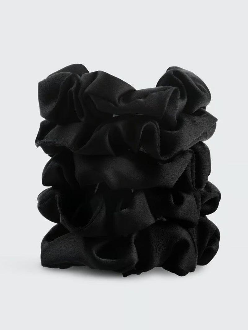 Satin Sleep Scrunchies - Black-KITSCH-Over the Rainbow