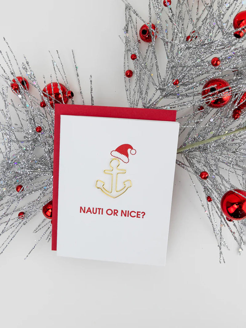 Nauti or Nice Holiday Paper Clip Letterpress Card-CHEZ GAGNE LETTERPRESS-Over the Rainbow