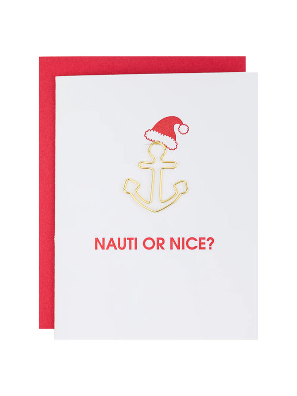 Nauti or Nice Holiday Paper Clip Letterpress Card-CHEZ GAGNE LETTERPRESS-Over the Rainbow