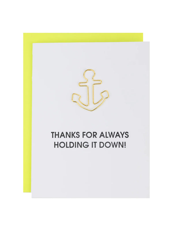 Thanks For Always Holding It Down - Paper Clip Letterpress Card-CHEZ GAGNE LETTERPRESS-Over the Rainbow