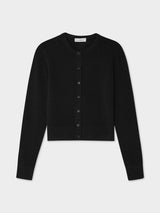 Essential Cashmere Crewneck Cardigan - Black-WHITE + WARREN-Over the Rainbow