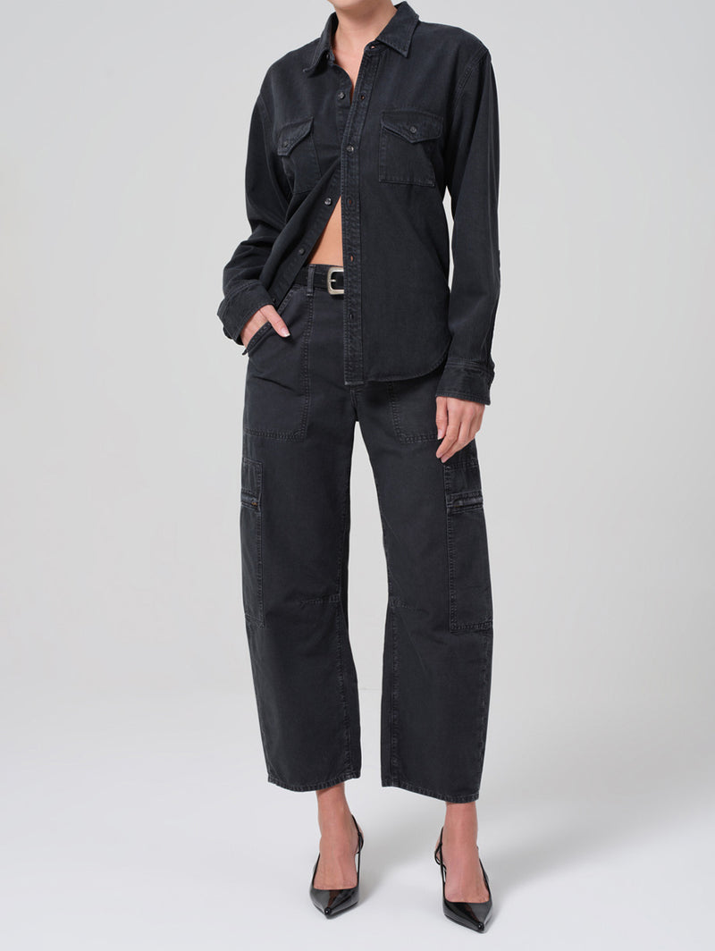 Marcelle Low Slung Cargo Pant - Washed Black-Citizens of Humanity-Over the Rainbow