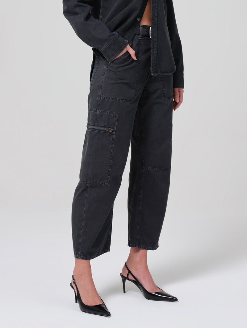 Marcelle Low Slung Cargo Pant - Washed Black-Citizens of Humanity-Over the Rainbow