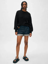 Cashmere Blouson Sweater - Black-WHITE + WARREN-Over the Rainbow