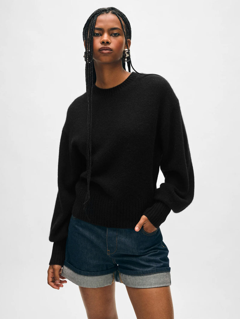 Cashmere Blouson Sweater - Black-WHITE + WARREN-Over the Rainbow