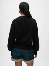 Cashmere Blouson Sweater - Black-WHITE + WARREN-Over the Rainbow