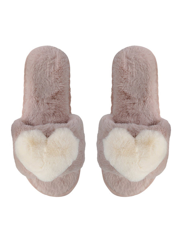 Plush Heart Slippers - Pink-LIM LIM-Over the Rainbow