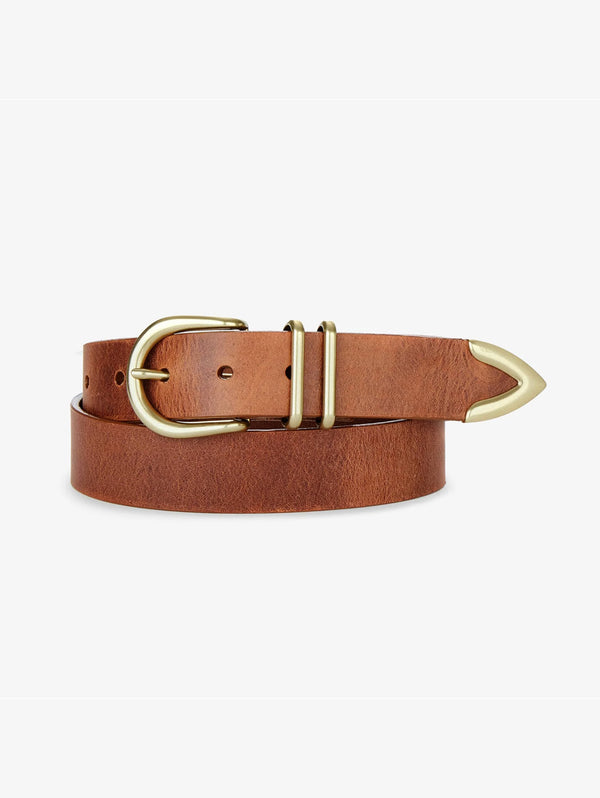 Fayla Double Buckle Belt - Brandy-Brave Leather-Over the Rainbow