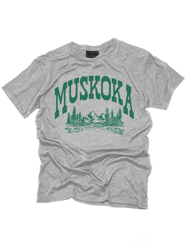 Muskoka Landscape Unisex T-Shirt - Heather Grey-Retro Brand-Over the Rainbow