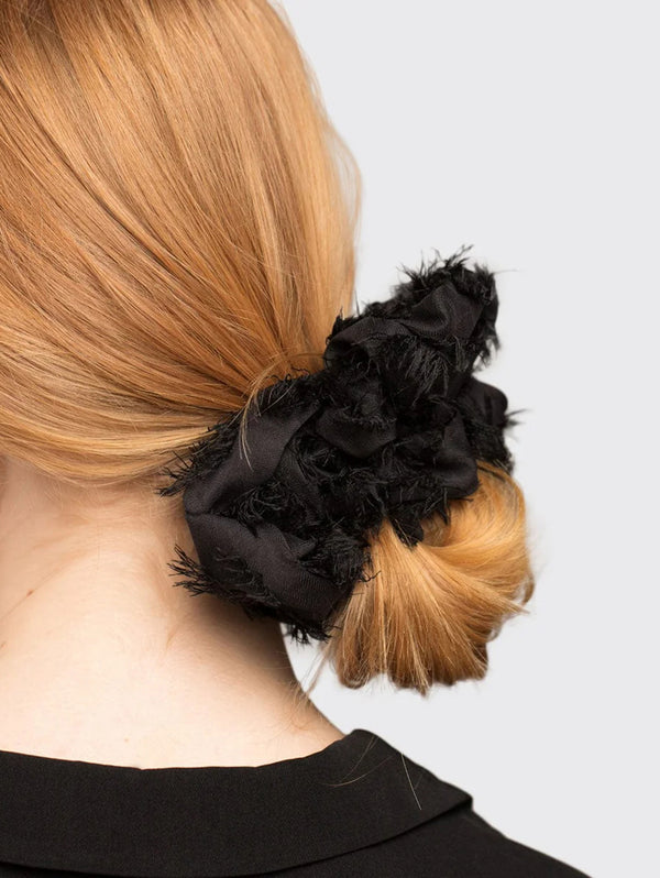 Brunch Scrunchie - Frayed Black-KITSCH-Over the Rainbow