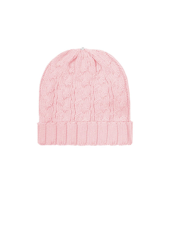 Charlie Cable Knit Hat - Petal Pink-Lindo F-Over the Rainbow