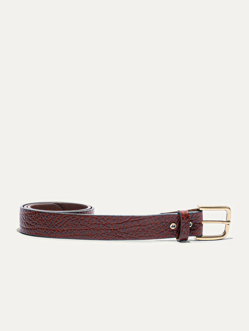 Shrunken American Bison Leather Belt - Cognac-WILL-Over the Rainbow