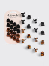 16 Piece Black and Tortoise Mini Claw Clips-KITSCH-Over the Rainbow