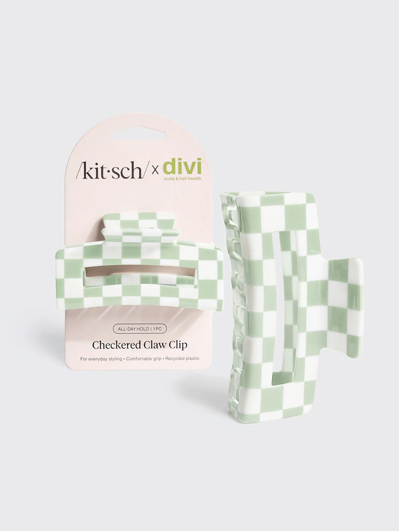 Kitsch x Divi Recycled Plastic Checkered Claw Clip-KITSCH-Over the Rainbow