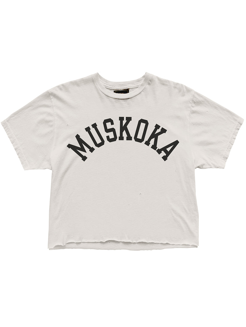 Muskoka Arch Boyfriend Crop T-Shirt - Vintage White-Retro Brand-Over the Rainbow