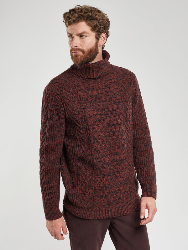 Turtleneck Sweater - Deep Paprika Melange-Armor Lux-Over the Rainbow