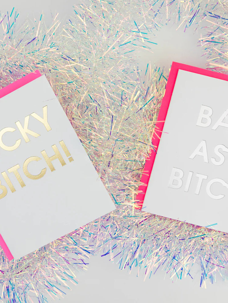 Lucky Bitch - Letterpress Card-CHEZ GAGNE LETTERPRESS-Over the Rainbow