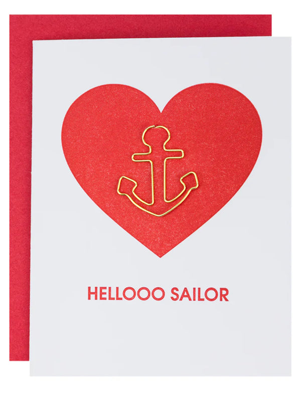 Hellooo Sailor - Paper Clip Letterpress Card-CHEZ GAGNE LETTERPRESS-Over the Rainbow