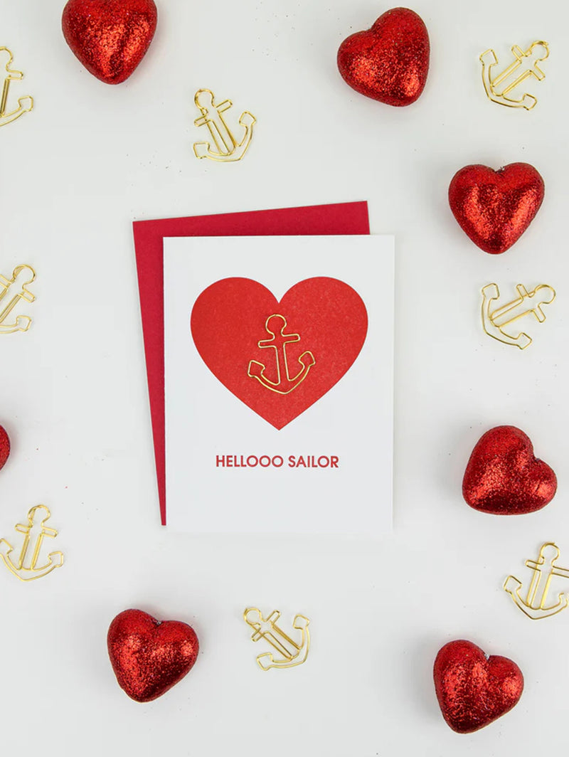 Hellooo Sailor - Paper Clip Letterpress Card-CHEZ GAGNE LETTERPRESS-Over the Rainbow