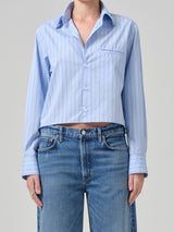 Fino Cropped Shirt - Ellis Stripe-Citizens of Humanity-Over the Rainbow