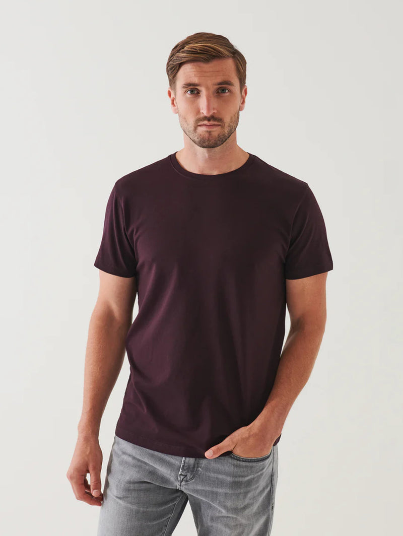 Iconic Pima Crew Neck T-Shirt - Bordeaux-Patrick Assaraf-Over the Rainbow