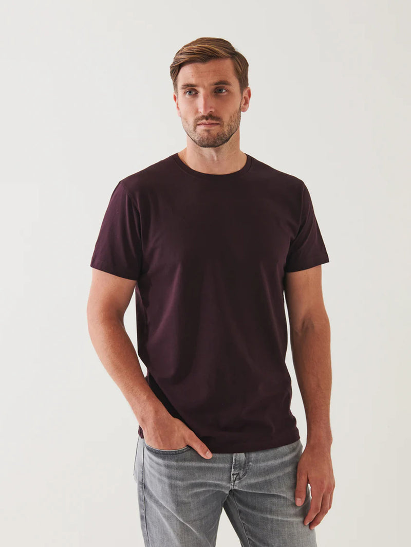 Iconic Pima Crew Neck T-Shirt - Bordeaux-Patrick Assaraf-Over the Rainbow