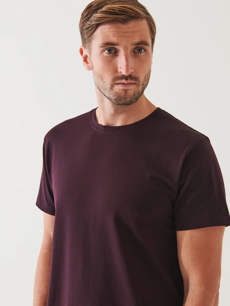 Iconic Pima Crew Neck T-Shirt - Bordeaux-Patrick Assaraf-Over the Rainbow