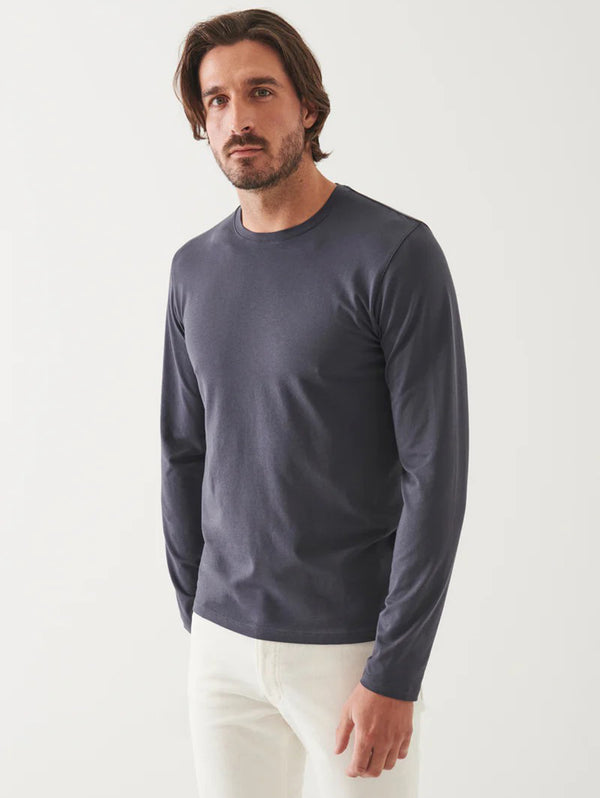 Pima Cotton Stretch Long Sleeve Tee - Constellation-Patrick Assaraf-Over the Rainbow