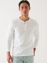 Iconic Pima Stretch Henley - White-Patrick Assaraf-Over the Rainbow