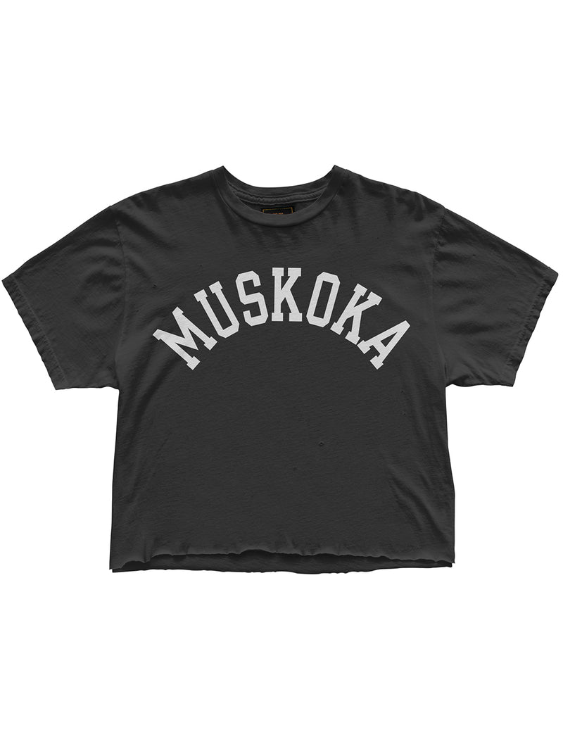 Muskoka Arch Boyfriend Crop T-Shirt - Vintage Black-Retro Brand-Over the Rainbow