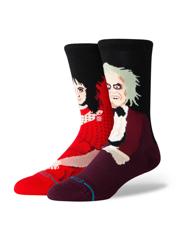 Beetlejuice x Stance Dearly Beloved Crew Socks - Maroon-Stance-Over the Rainbow