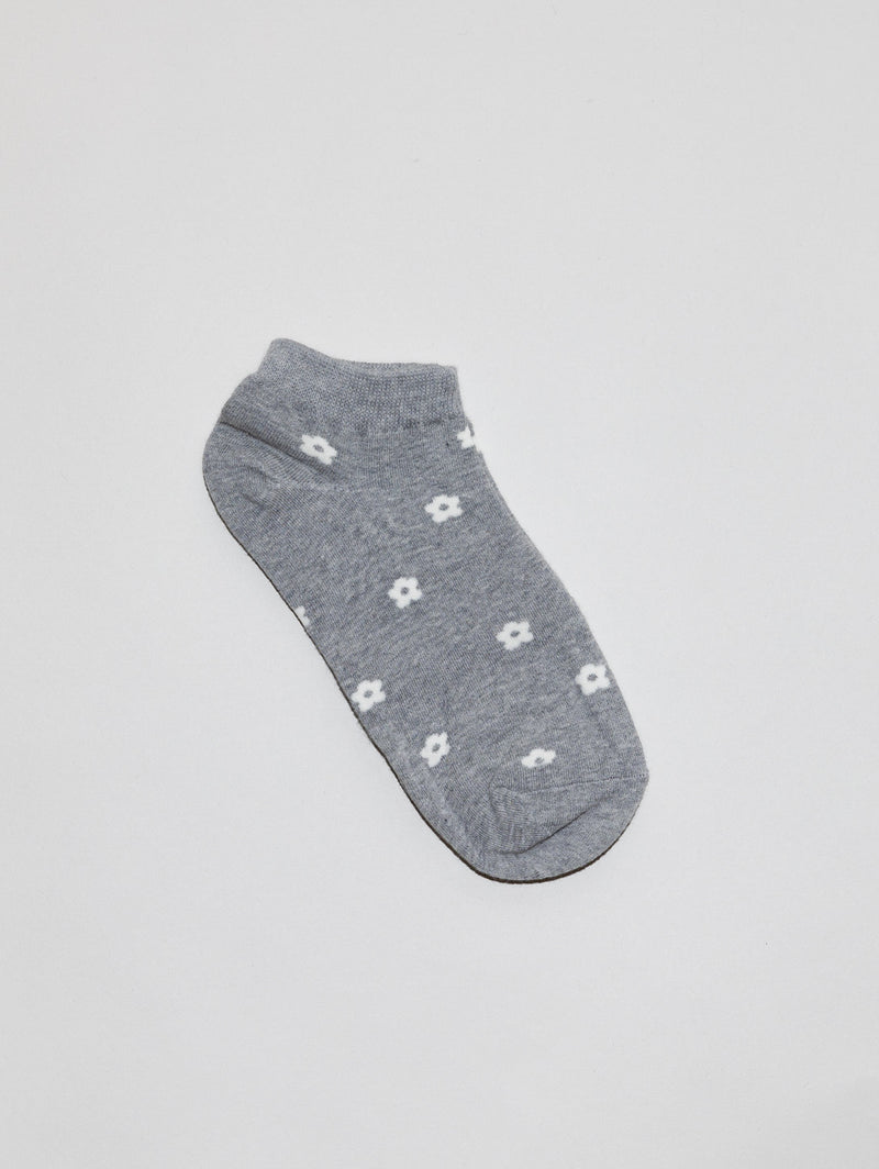 Short Flower Socks - Grey-LIM LIM-Over the Rainbow