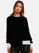 Maya Colourblock Sweater - Black/Organic White-BRODIE-Over the Rainbow