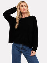 Pepper Split Hem Sweater - Black-BRODIE-Over the Rainbow