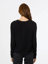 Distressed Scallop Shaker Sweater - Black-AUTUMN CASHMERE-Over the Rainbow