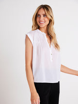 Short Sleeve Pintuck Pullover Top - White-Bella Dahl-Over the Rainbow