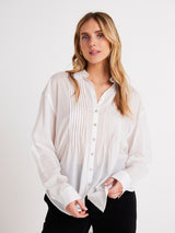 Pintuck Flowy Shirt - White-Bella Dahl-Over the Rainbow