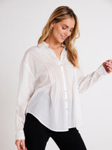 Pintuck Flowy Shirt - White-Bella Dahl-Over the Rainbow