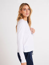 Long Sleeve Crew Neck Tee - White-Bella Dahl-Over the Rainbow