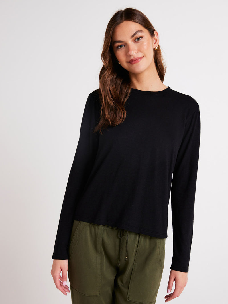 Long Sleeve Crew Neck Tee - Black-Bella Dahl-Over the Rainbow