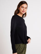 Long Sleeve Crew Neck Tee - Black-Bella Dahl-Over the Rainbow