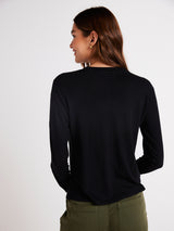 Long Sleeve Crew Neck Tee - Black-Bella Dahl-Over the Rainbow