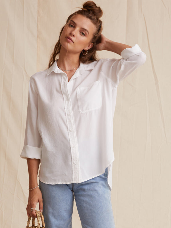 Shirt Tail Shirt - White-Bella Dahl-Over the Rainbow