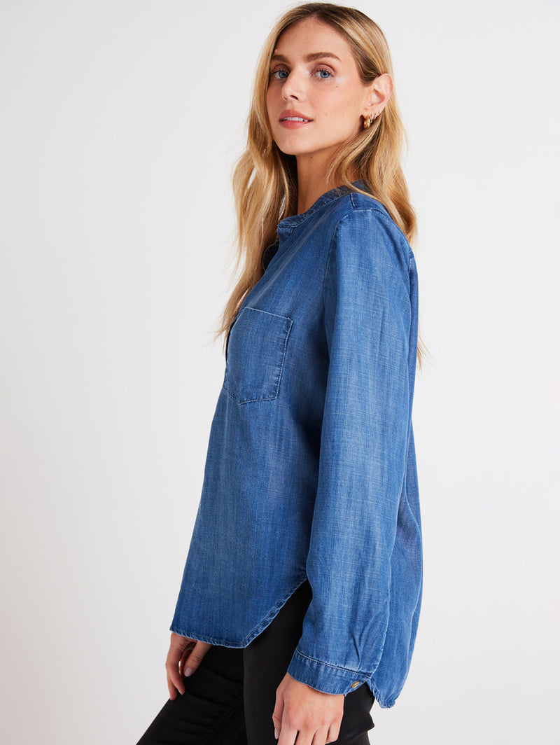 Long Sleeve Pocket Henley - Moonlit Haze-Bella Dahl-Over the Rainbow