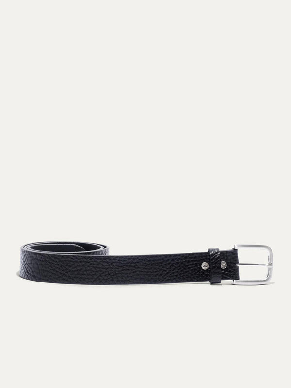 Shrunken American Bison Leather Belt - Black-WILL-Over the Rainbow